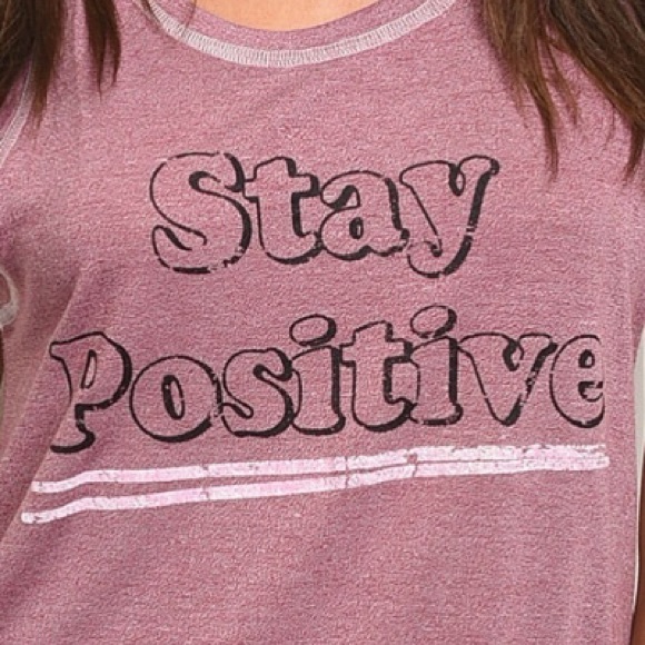 ❌DONATED❌Plum Purple Stay Positive Graphic Tank Top - Picture 3 of 8